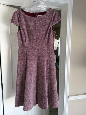 Eliza J Pink Tweed Fit & Flare Midi Dress